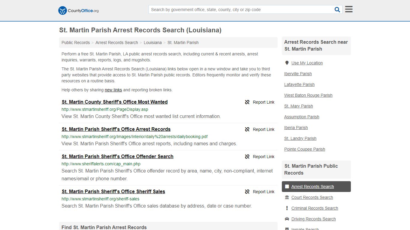 St. Martin Parish Arrest Records Search (Louisiana) - County Office