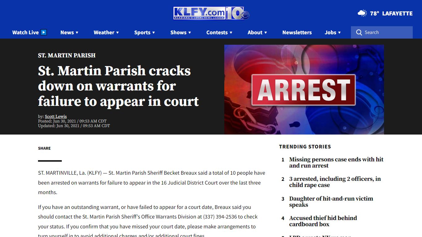 St. Martin Parish cracks down on warrants for failure to appear in court